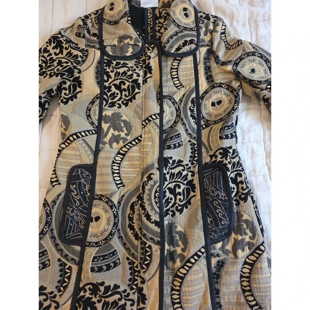 Yak Magik Sz S Blazer Tapestry Jacket Zip Front Embroidered Sequins‎ Artsy